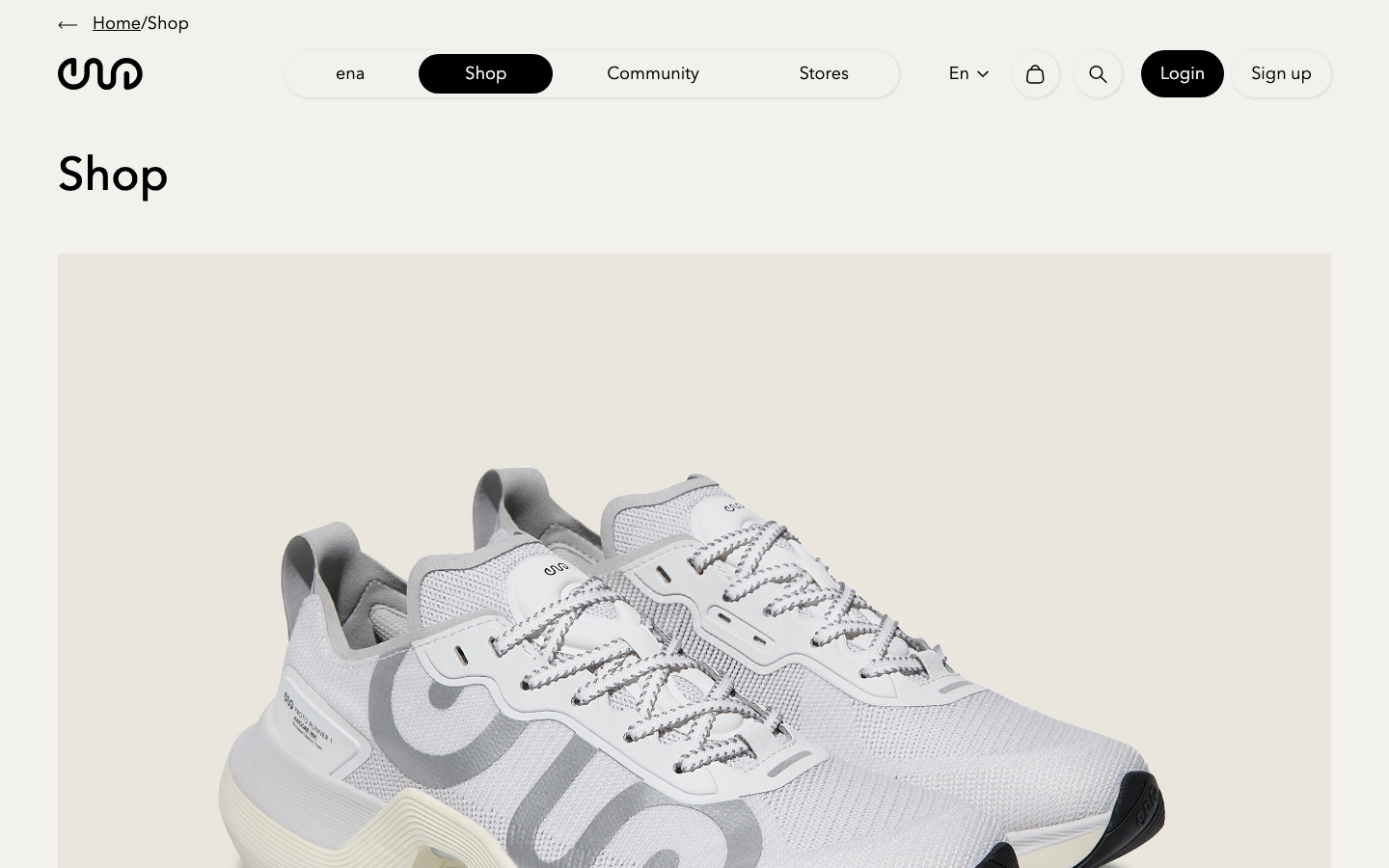 A footwear shop page, current version