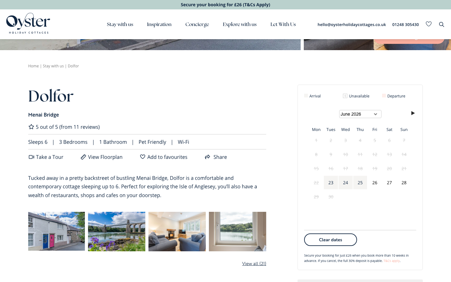 A holiday lettings property page, current version